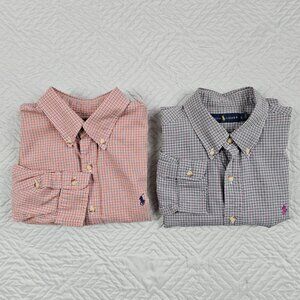 Ralph Lauren Shirt Mens L Multicolor Plaid Vintage 90's Button Up Lot Of 2